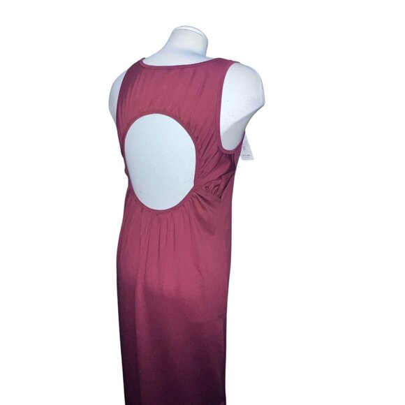 Halara U Neck Sleeveless Backless Midi Dress Sz Small Burnt Orange Red Cut Out R - Picture 10 of 11